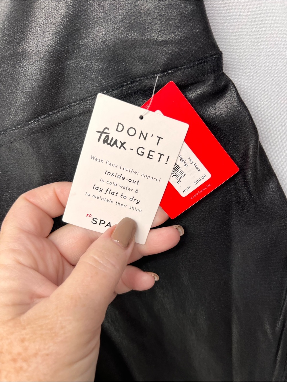SPANX Black Quilted Faux-Leather Girls' Leggings - Picture 4 of 10